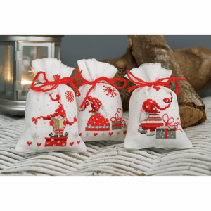 Christmas Gnomes - Pot Pourri Bag Cross Stitch Kit