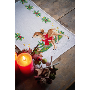 Little Deer with Bunny Table Runner Cross Stitch Kit