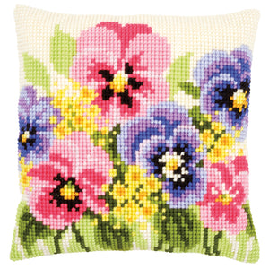 Violets Cross Stitch Cushion Front Kit