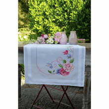 Load image into Gallery viewer, Flowers and Butterflies Table Runner Embroidery Kit