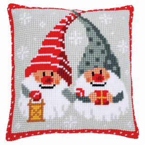 Christmas Gnomes Cross Stitch Cushion Front Kit