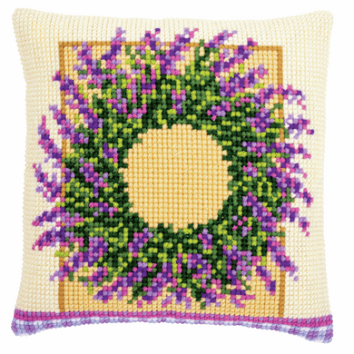 Lavender Wreath Cross Stitch Cushion Front Kit
