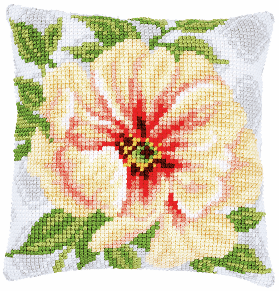 Soft Orange Flower - Cross Stitch Cushion Front Kit