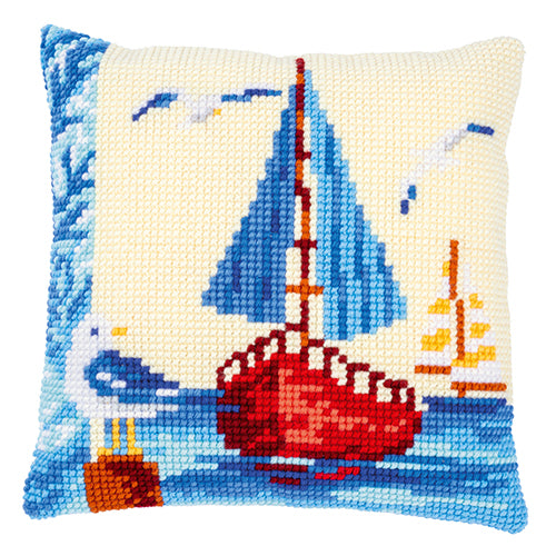Sailboat Cross Stitch Cushion Front Kit
