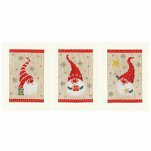 Load image into Gallery viewer, Gnomes - Christmas Card Cross Stitch Kit