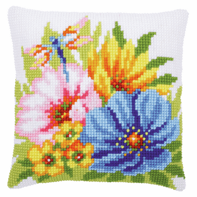 Colourful Spring Flowers - Cross Stitch Cushion Front Kit