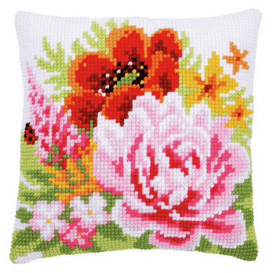 Colourful Flowers - Cross Stitch Cushion Front Kit