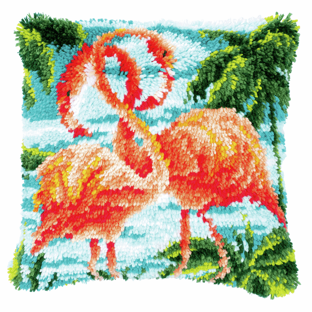 Flamingos Latch Hook Cushion Front Kit