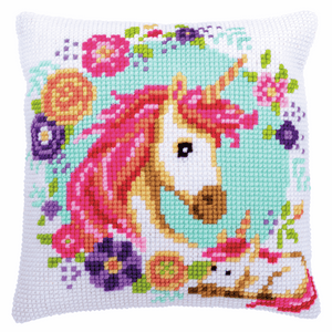 Mother and Baby Unicorn - Cross Stitch Cushion Front Kit