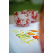 Load image into Gallery viewer, Orange Flowers and Butterflies Table Runner Embroidery Kit