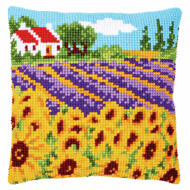 Sunflower Field Cross Stitch Cushion Front Kit