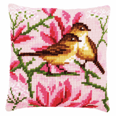 Birds and Magnolia Cross Stitch Cushion Front Kit