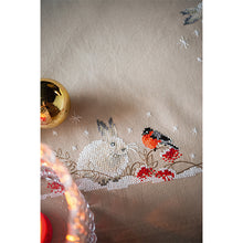 Load image into Gallery viewer, Snow Hare and Goldfinch Tablecloth Embroidery Kit