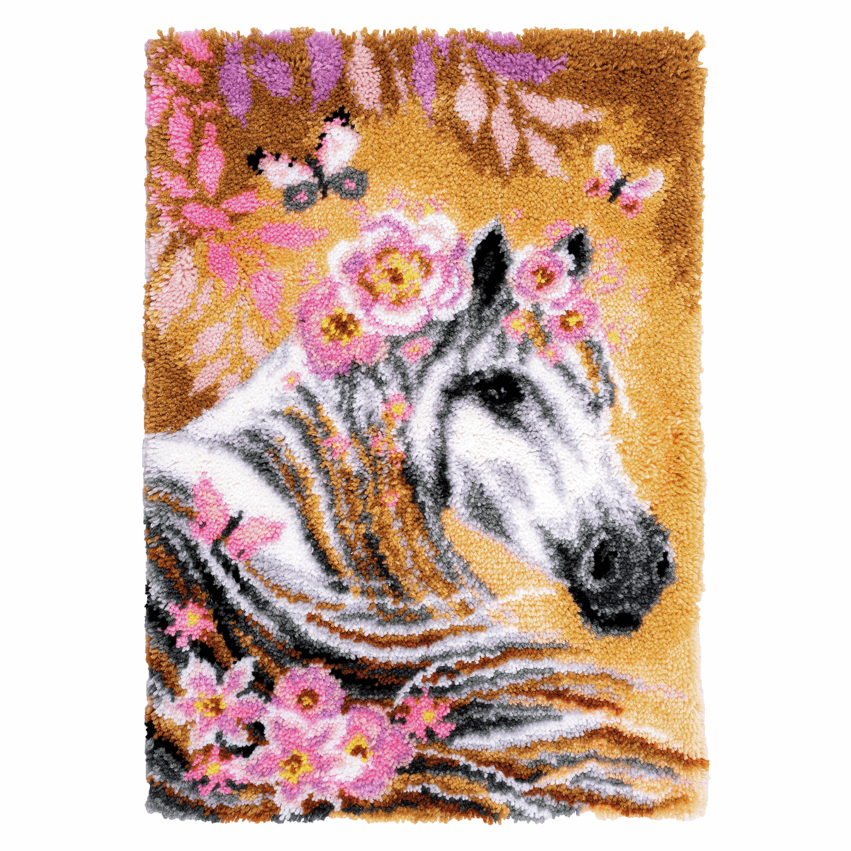 Vervaco ~ Latch Hook Rug / Wall Hanging Kit ~ Horse with Flowers