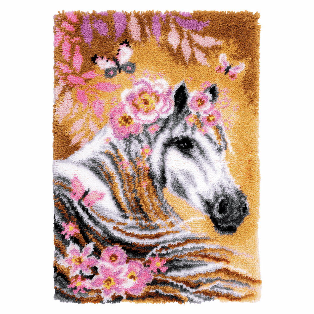 Horse with Flowers - Latch Hook Rug Kit