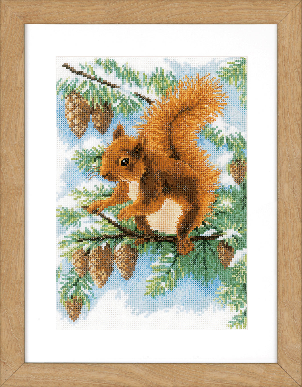 Squirrel In Pine Trees Cross Stitch Kit