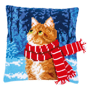 Cat with Scarf Cross Stitch Cushion Front Kit