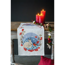 Load image into Gallery viewer, Snow Hare and Goldfinch Table Runner Cross Stitch Kit