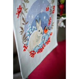 Snow Hare and Goldfinch Table Runner Cross Stitch Kit