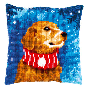 Dog with Scarf Cross Stitch Cushion Front Kit