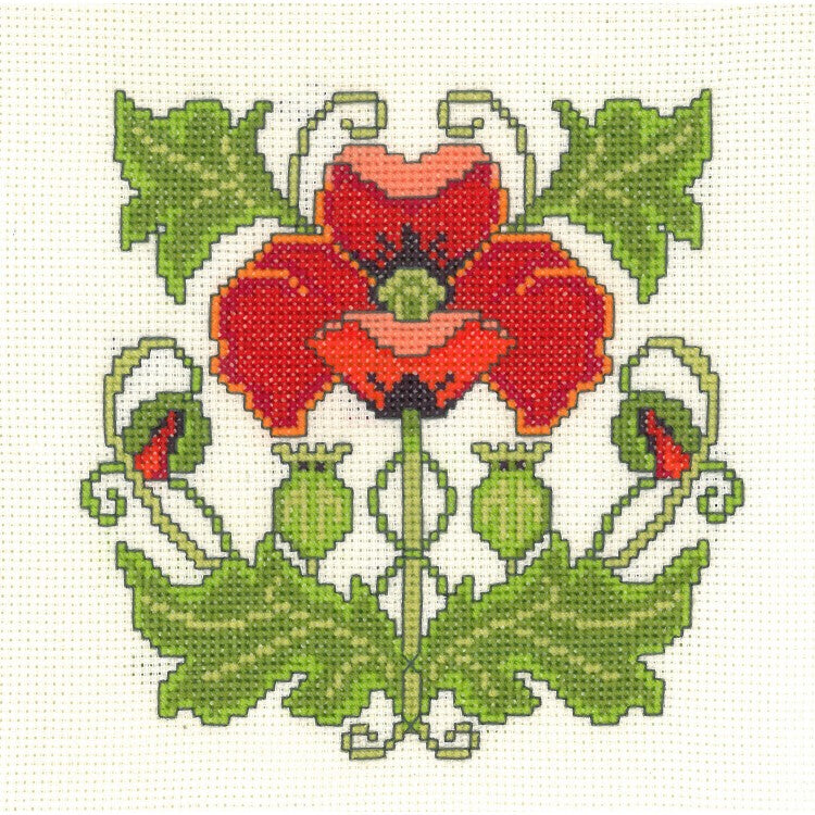 Art Nouveau Poppy Cross Stitch Kit