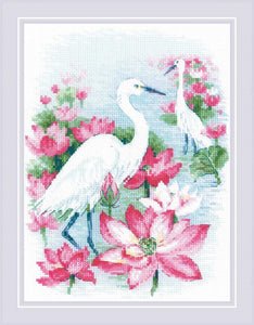 Lotus Field - Herons Cross Stitch Kit