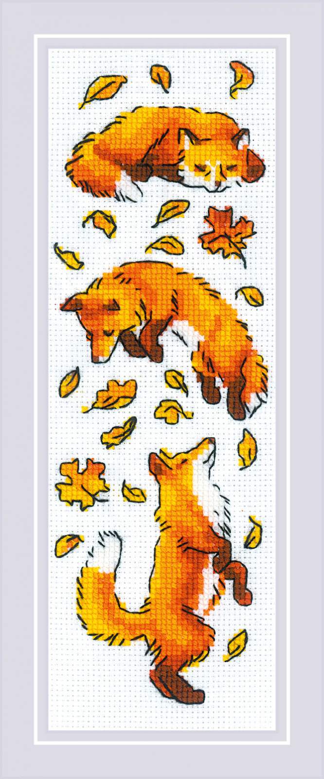 Foxes in Leaves Cross Stitch Kit