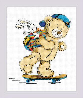 Teddy Bear Holiday Cross Stitch Kit