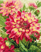 Load image into Gallery viewer, Dahlias Cross Stitch Kit