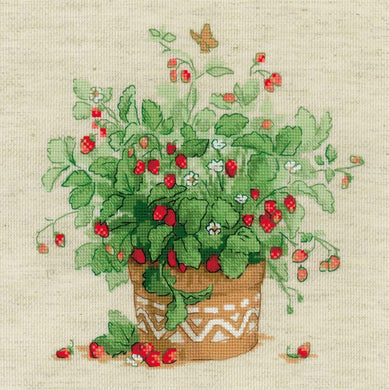 Strawberries in a Pot Cross Stitch Kit