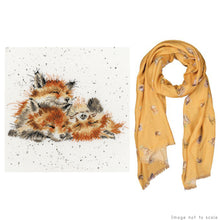 Load image into Gallery viewer, Afternoon Nap Gift Set - Cross Stitch Kit &amp; Mustard Woodland Scarf