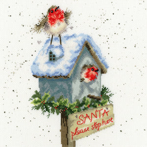 Santa Please Stop Here Cross Stitch Kit