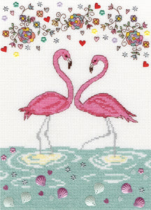 Love Flamingo Cross Stitch Kit
