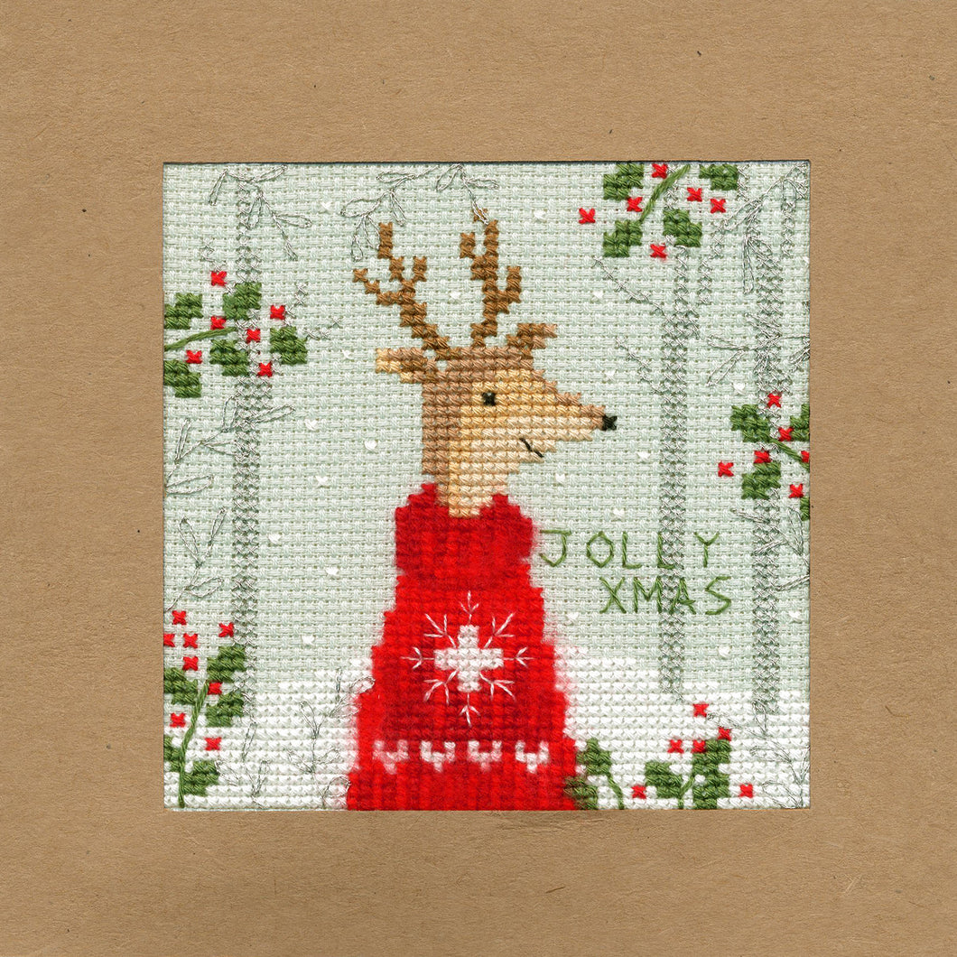 Xmas Deer Christmas Card Cross Stitch Kit