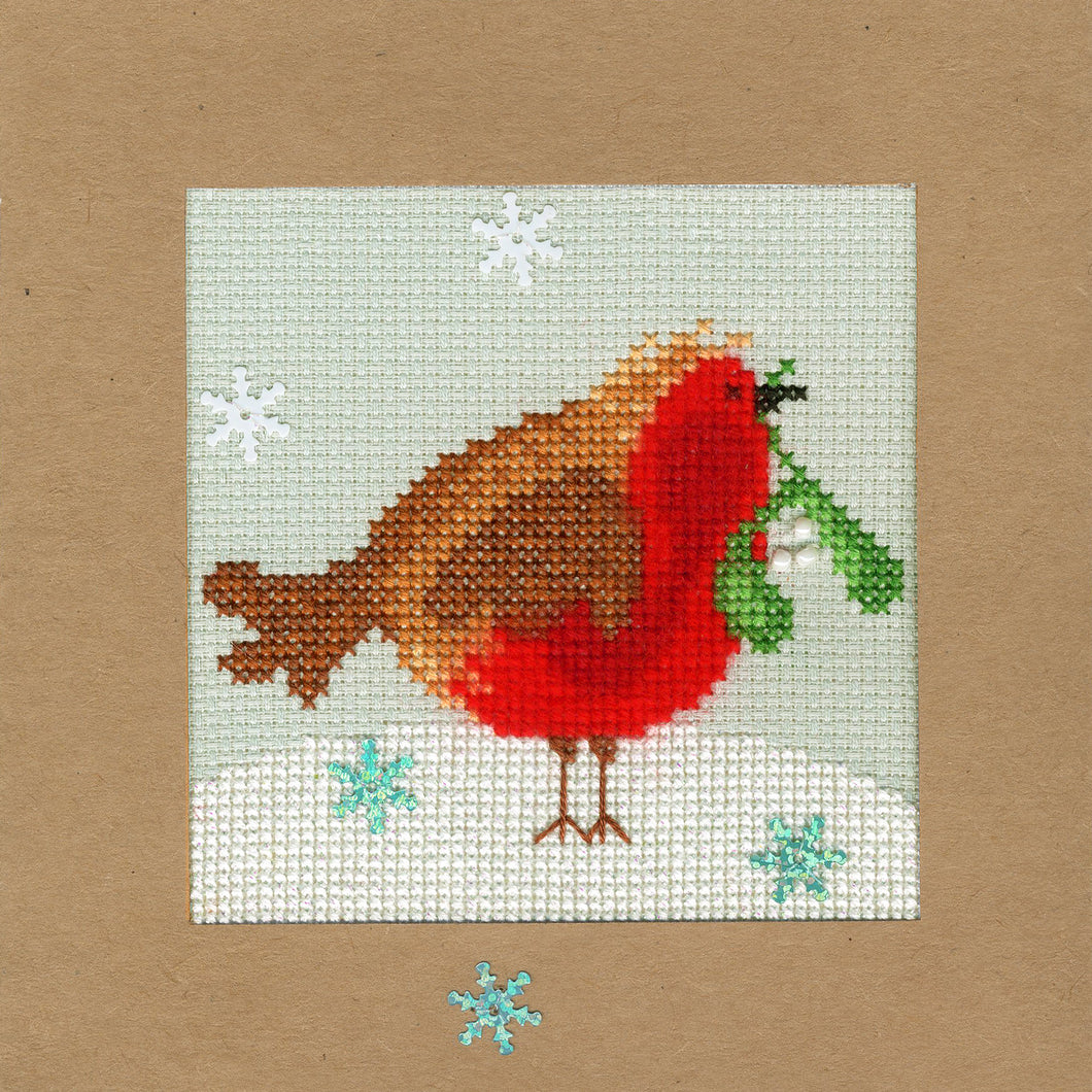 Snowy Robin Christmas Card Cross Stitch Kit