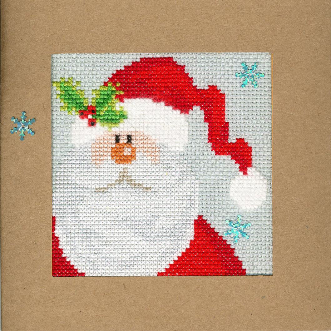 Snowy Santa Christmas Card Cross Stitch Kit