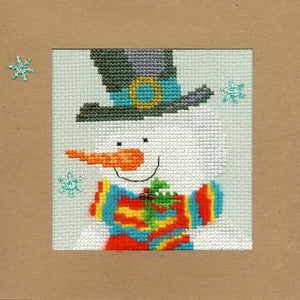 Snowy Man Christmas Card Cross Stitch Kit