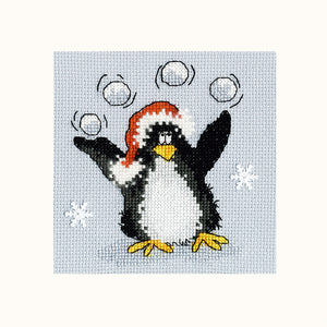 PPP Playing Snowballs Christmas Card Cross Stitch Kit