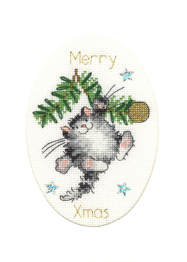 Swing into Xmas Christmas Card Cross Stitch Kit