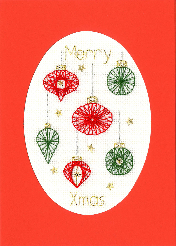 Christmas Baubles Christmas Card Cross Stitch Kit