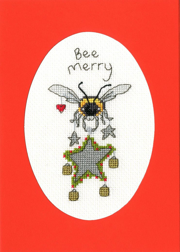 Bee Merry Christmas Card Cross Stitch Kit
