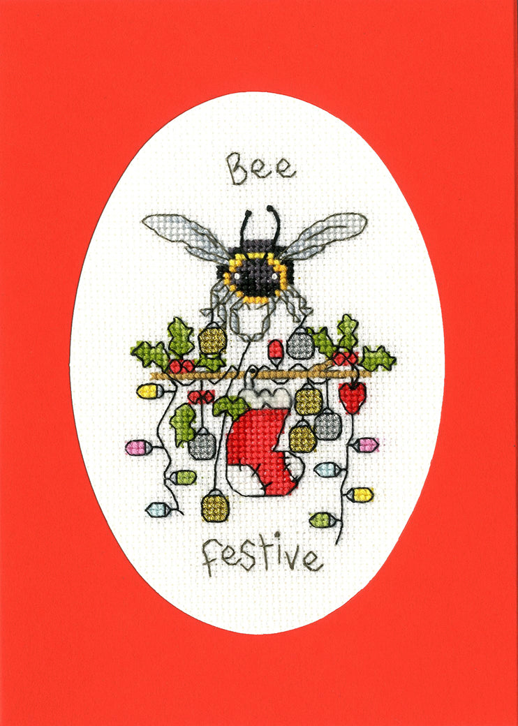 Bee Festive Christmas Card Cross Stitch Kit