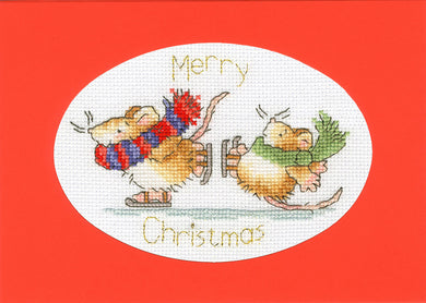 Mice on Ice - Christmas Card Cross Stitch Kit