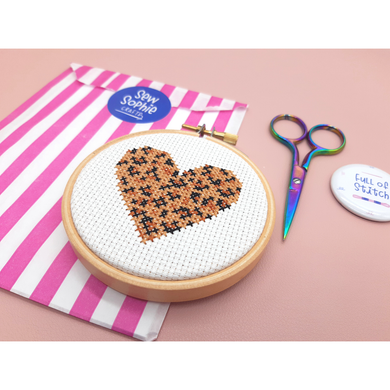 Leopard Print Heart Cross Stitch Kit