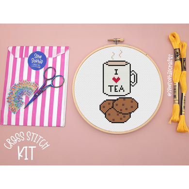 I Heart Tea Cross Stitch Kit