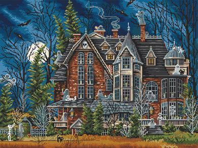 Decorating the Haunted House Cross Stitch Kit