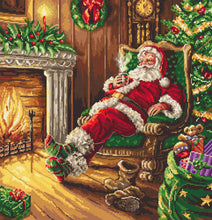 Load image into Gallery viewer, Santa&#39;s Rest By The Chimney Cross Stitch Kit