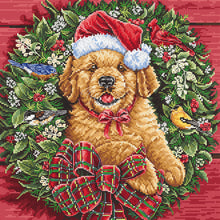 Load image into Gallery viewer, Christmas Puppy Cross Stitch Kit