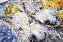 Load image into Gallery viewer, Early Snowfall (Wolves) Cross Stitch Kit