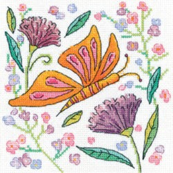 Orange Butterfly Cross Stitch Kit